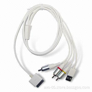 A/V Cables for Apple's iPod, with USB Port, RCA Video and Audio Input Jacks